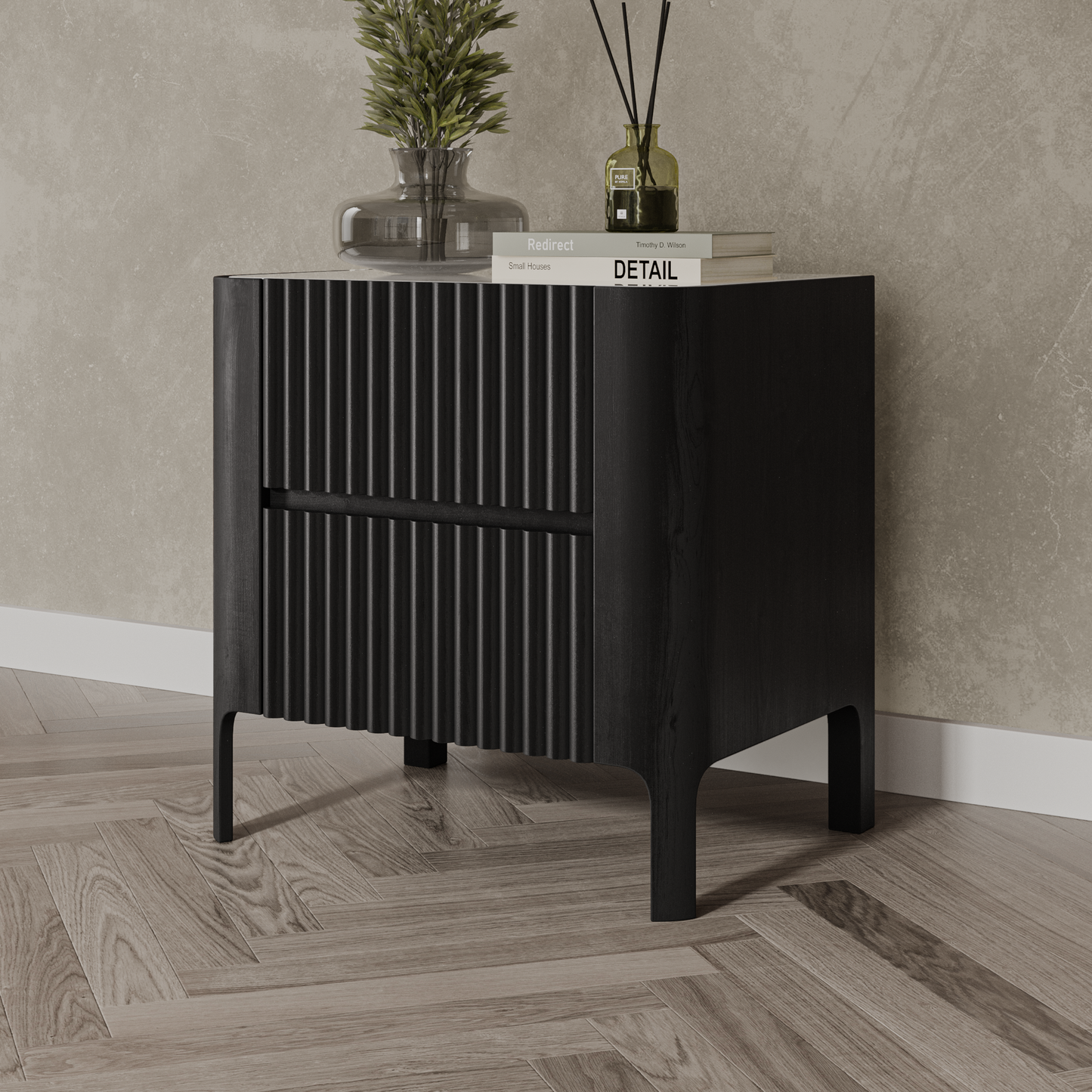 Portugal Bedside Table - Black