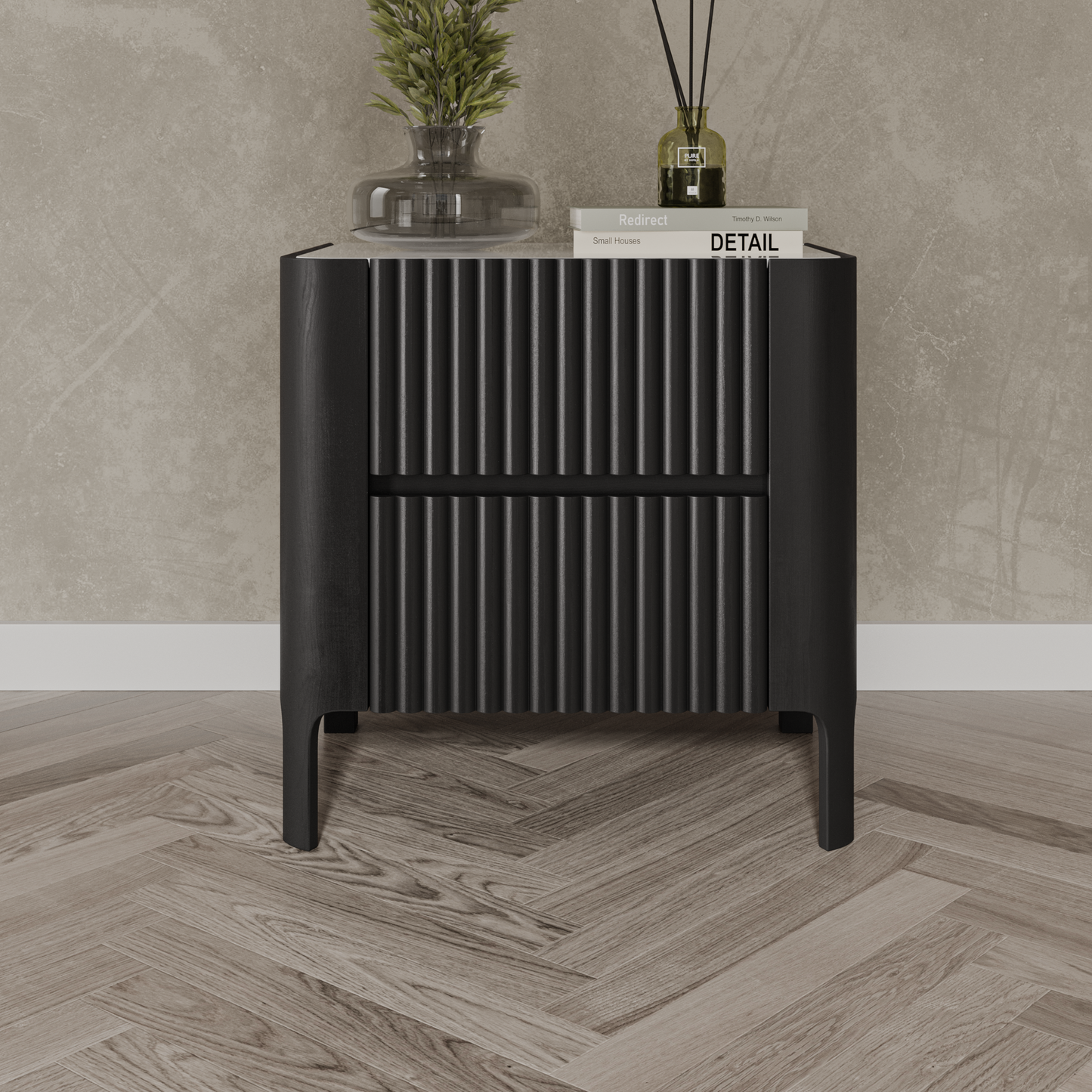 Portugal Bedside Table - Black